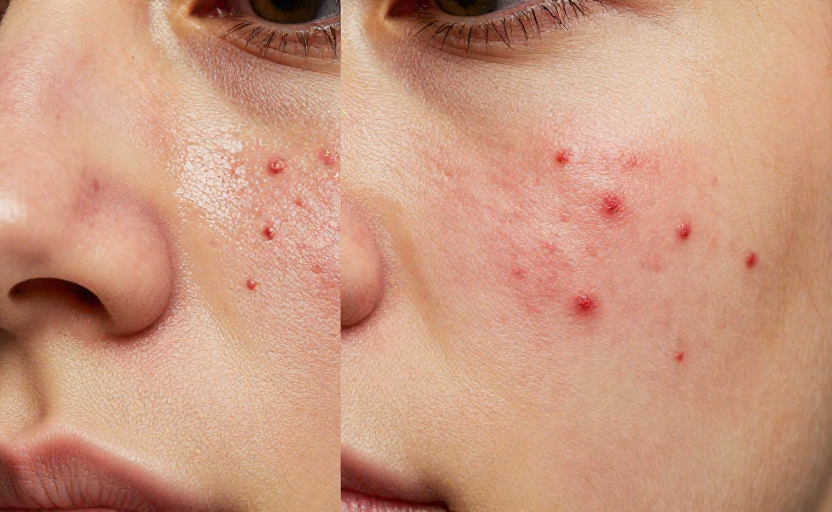 2 symptoms that distinguish oily, acne-prone skin from an allergic reaction