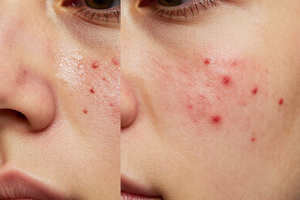 2 symptoms that distinguish oily, acne-prone skin from an allergic reaction