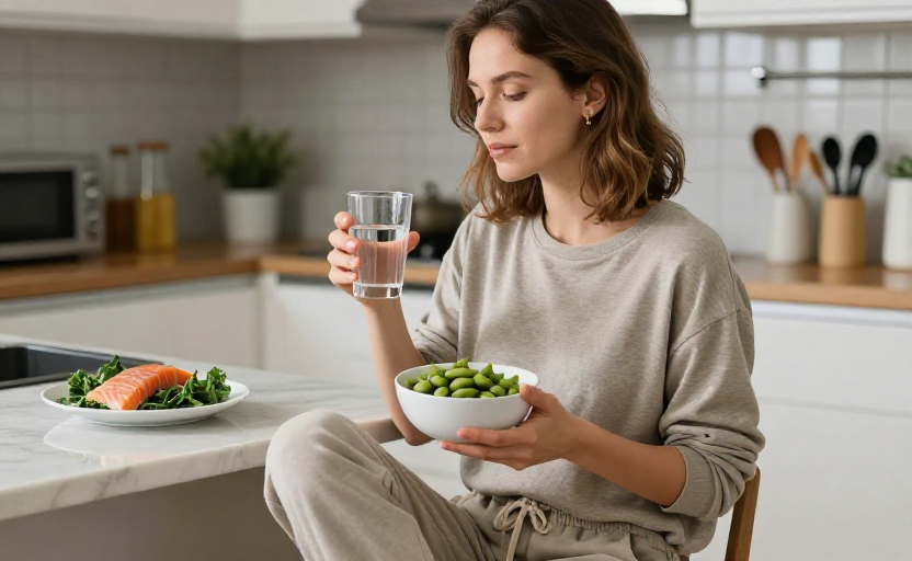 What experts recommend eating to reduce hot flash frequency and severity