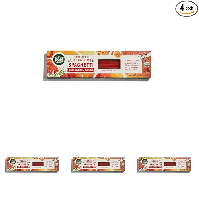 Whole Foods Market, Organic Red Lentil Gluten Free Spaghetti, 8 oz (Pack of 4)