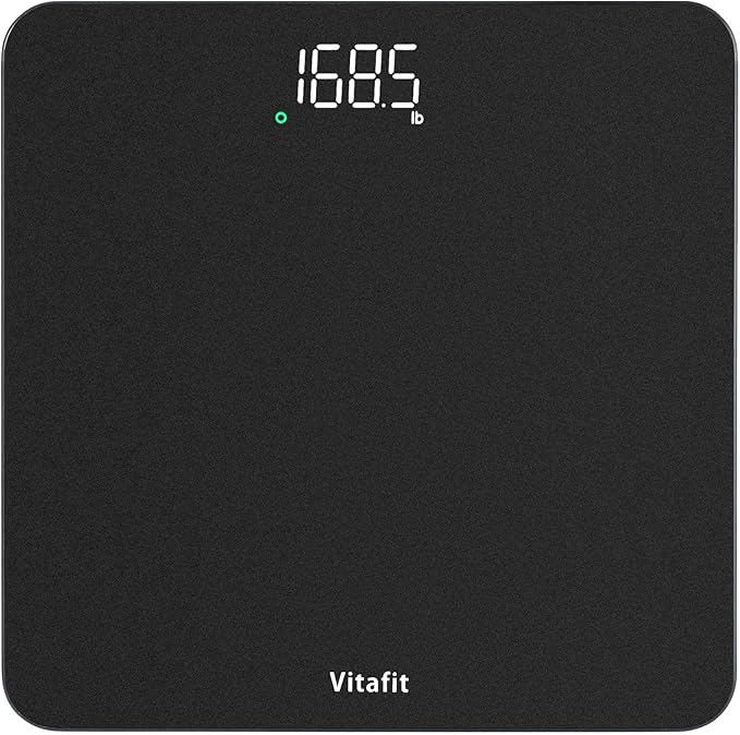 Vitafit Scale for Body Weight, High Accuracy 0.1lb by Our Professional Factory Since 2001, Digital Weight Scale LED and Step On, 3*AAA Batteries Included, 400lb/182kg, Spray Silver Black
