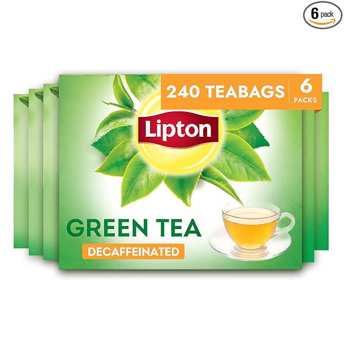 Lipton Decaf Green Tea Bags, Unsweetened Iced or Hot Tea Bags, 240 Total Tea Bags (40ct - Pack of 6)