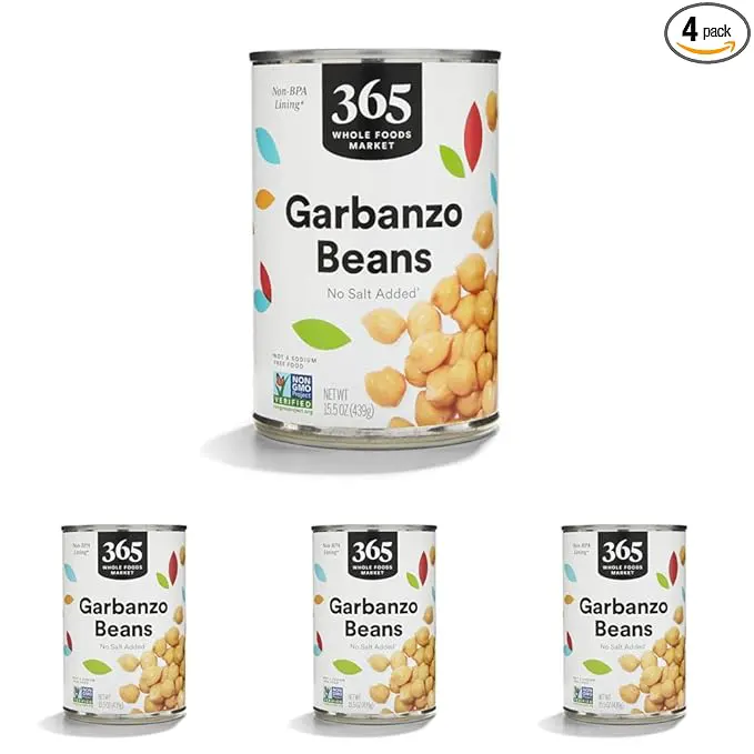365 by Whole Foods Market, Unsalted Garbanzo Beans, 15.5 Ounce (Pack of 4)
