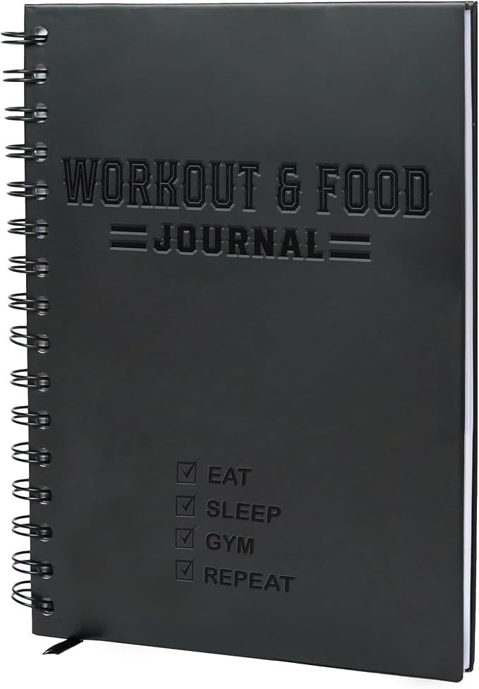 Nextnoid Hardcover Fitness & Food Journal - Nutrition & Workout Planner for Men & Women - A5(5.7" x 8.3") Sturdy Workout Log Book to Track Diet, Gym & Home Workouts