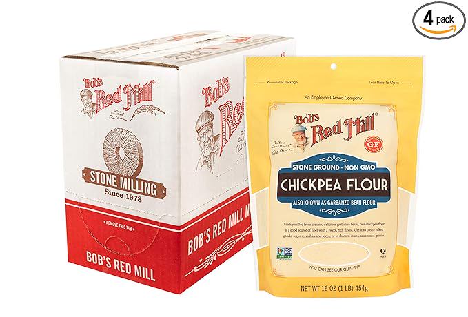 Bob's Red Mill Chickpea Flour, 16oz (Pack of 4) - Non GMO, Vegan, Keto Friendly Friendly, Kosher
