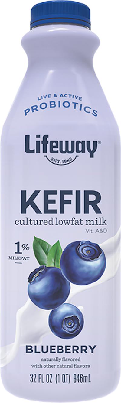 Lifeway Low Fat Kefir – Probiotic Drink with 10g Protein, 12 Live Active Cultures - Up to 99% Lactose Free, Gluten Free – Blueberry, 32 oz.