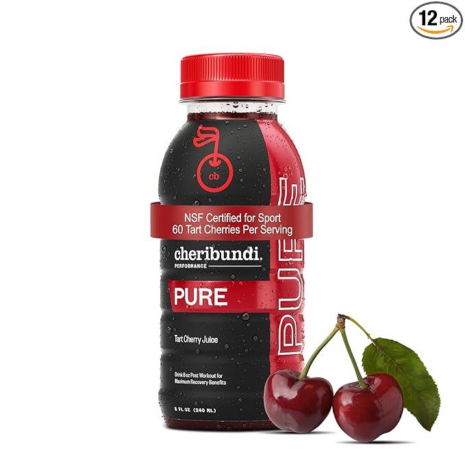 Cheribundi 100% Tart Cherry Juice Pure | Unsweetened Tart Cherry Juice | Athletes Recovery Drink | Promotes Restorative Sleep, Muscle Recovery & Boosts Athletic Performance | 8 floz (12 Pack)