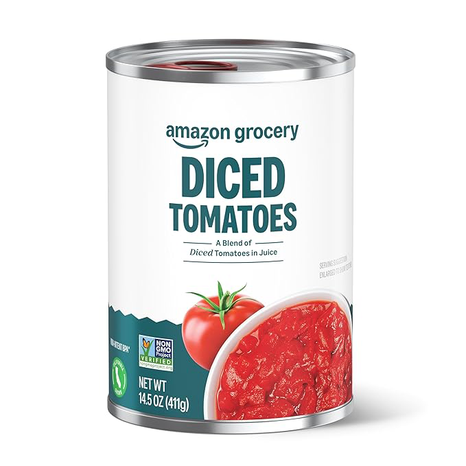 Amazon Fresh, Diced Canned Tomatoes In Tomato Juice, 14.5 Oz (Previously Happy Belly, Packaging May Vary)