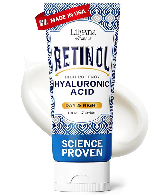 LilyAna Naturals Anti Aging Retinol Face Cream for Women – Wrinkle & Neck Cream for Firming, Retinol Moisturizer for Face with Hyaluronic Acid, Hydrating Night Cream for Fine Lines, Collagen Boost