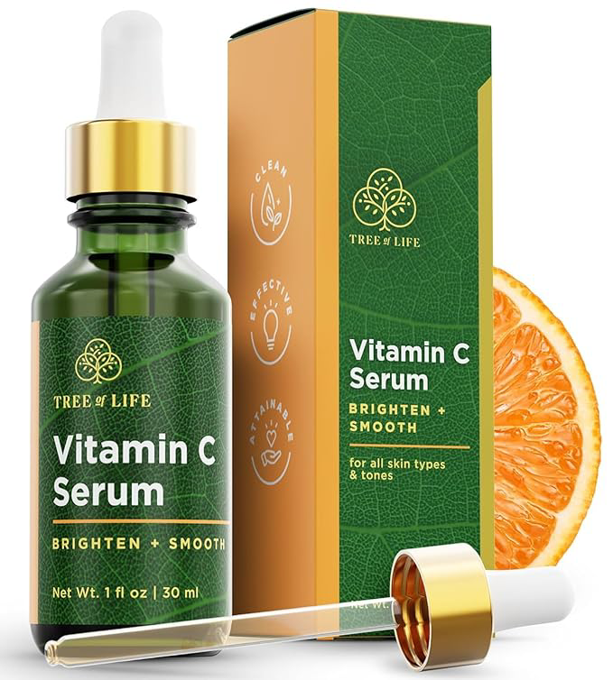 Tree of Life Beauty Vitamin C Skin Care Set, Skin Brightening Face Oil for Dark and Age Spots, Facial Serums for Dry and Sensitive Skin with Vitamin E for Soft Smooth Skin, 1 Fl Oz