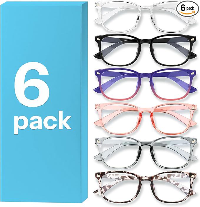 MIGSIR 6 Pack Blue Light Blocking Glasses for Women Men – Stylish Computer & Gaming Glasses, Fashion Square Frame Eyewear