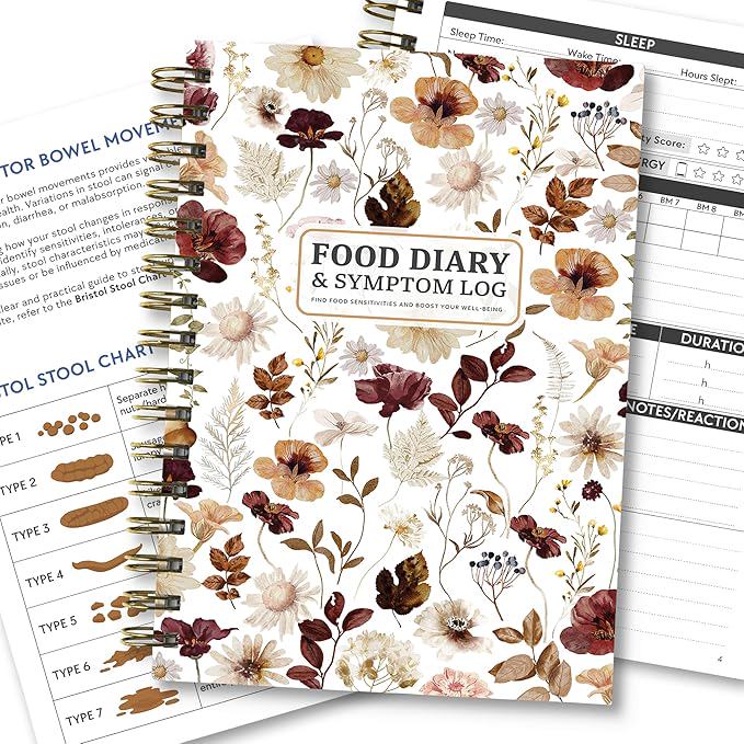 HAMIEW Food Diary and Symptom Log Book for Tracking Meals, Bowel Movements, Sleep, Reactions – Bristol Stool Chart, Notebook Journal for Low FODMAP, IBS, Allergies, Intolerance – Keto, Paleo, Whole30
