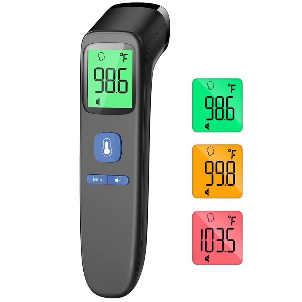 No-Touch Forehead Thermometer for Adults, Infrared Digital Baby Thermometer for Kids, Accurate Reading with Large Display, Mute Mode, Memory Recall, Fever Alarm