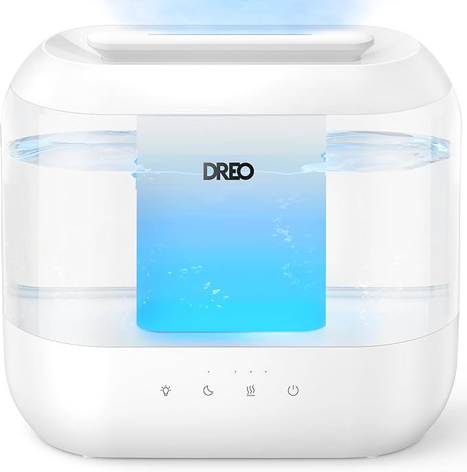 Dreo Humidifiers for Bedroom, 4L Top Fill for Large Room, 36H Runtime, 28 dB Quiet Supersized Cool Mist Air Humidifier for Baby Nursery, Plants, Indoor, Night Light, Easy to Clean & Fill, White
