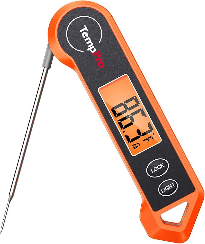 ThermoPro Digital Instant Read Meat Thermometer for Grilling Waterproof Kitchen Cooking Food Thermometer with Ambidextrous Backlit for BBQ Grill Smoker Oil Fry Candy Thermometer