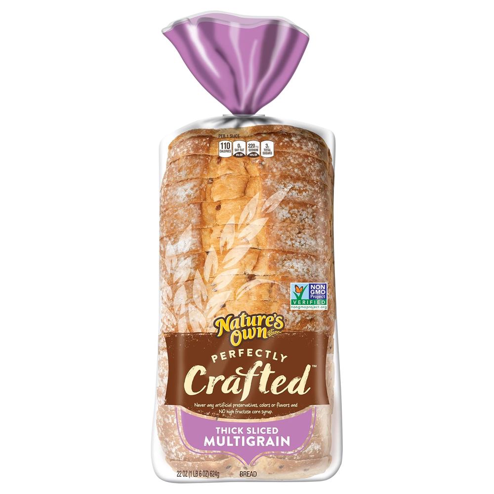 Nature's Own Perfectly Crafted Multigrain Bread, Thick Sliced Non-GMO Sandwich Bread, 22 oz Loaf