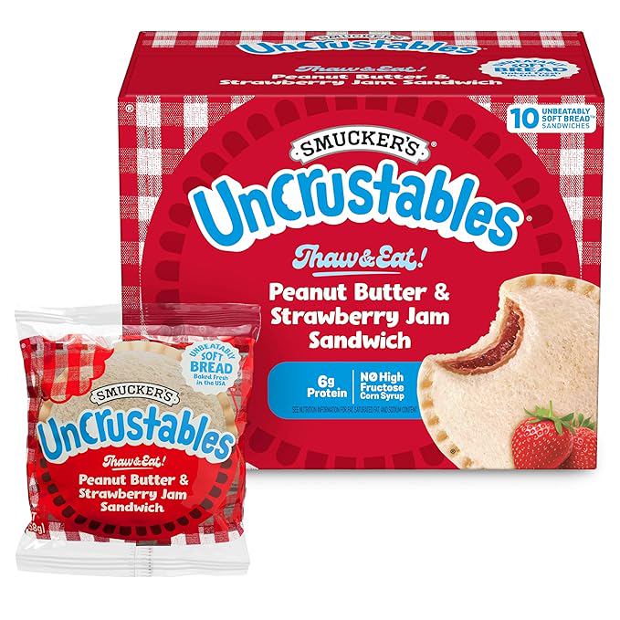 Smucker’s Uncrustables Peanut Butter & Strawberry Jam Sandwiches, 10 Count, 2 Oz. Each, Frozen