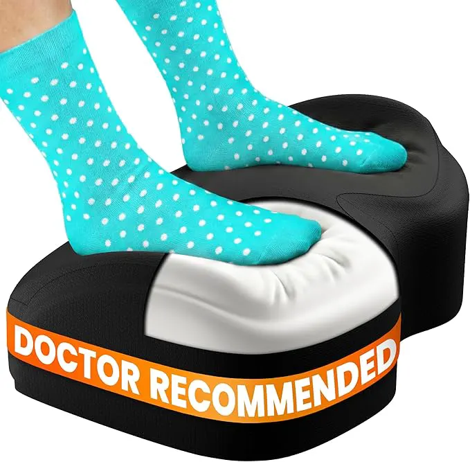 Everlasting Comfort Foot Rest for Under Desk at Work - Memory Foam Office Foot Stool & Under Desk Footrest Leg Elevation Pillow for Gaming & Home Office, Supports Posture