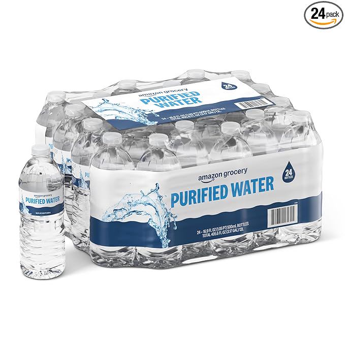 Amazon Grocery, Purified Water, 16.9 Fl Oz, 24 Ct