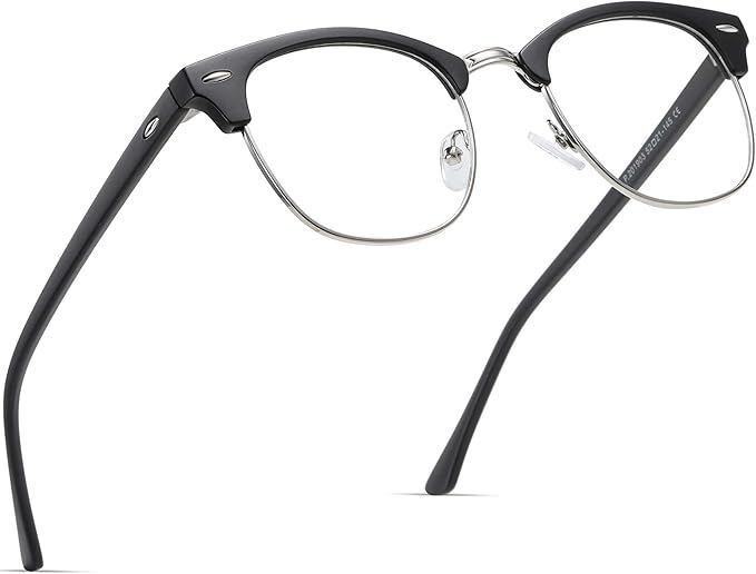 Blue Light Blocking Glasses Vintage Half Frame UV Clear Lens Anti Eyestrain Computer Gaming Glasses for Women Men