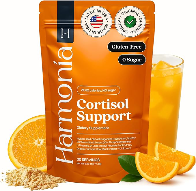 Harmonia Cortisol Cocktail – Cortisol Supplements for Women & Men, Cortisol Reducer with Ashwagandha, Magnesium & L-Theanine, Stress Relief & Cortisol Support for Sleep & Weight Management (30 serv)