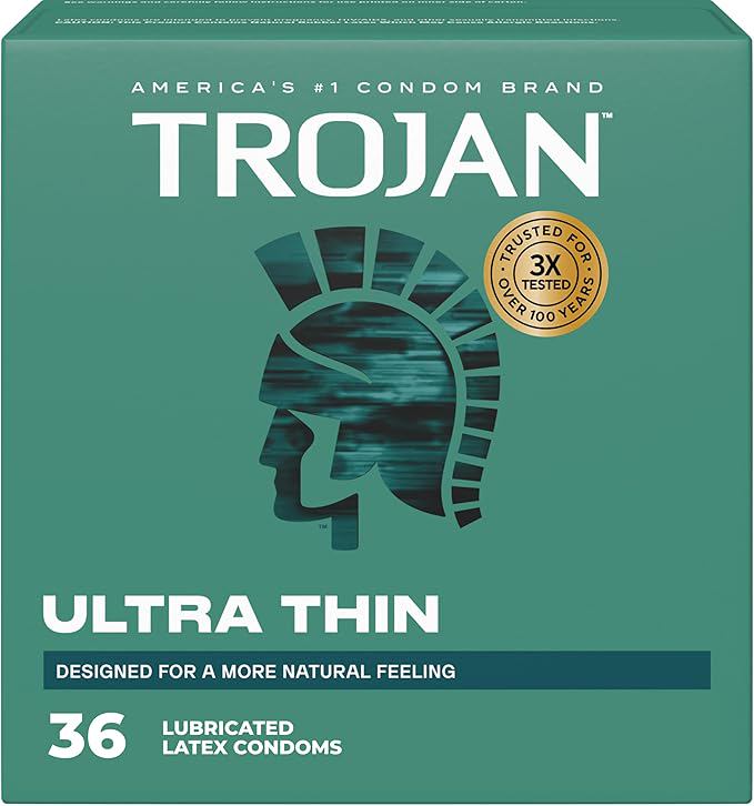 TROJAN Ultra Thin Condoms for Sensitivity, Lubricated TROJAN Condoms for Men, 36 Count Value Pack