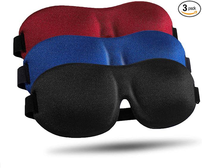 LKY DIGITAL Sleep Mask for Side Sleeper 3 Pack, Blackout 3D Eye Mask for Sleeping, Night Blindfold for Men Women