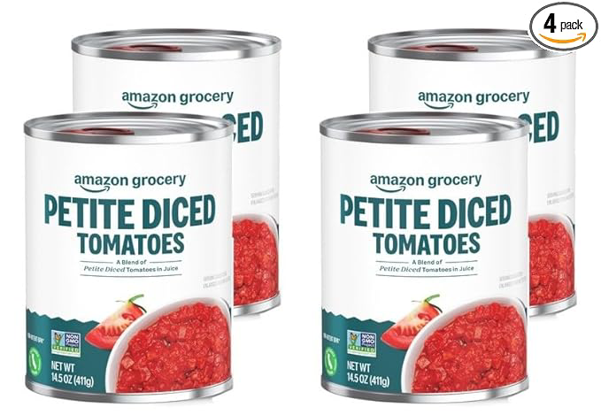 Amazon Grocery, Petite Diced Tomatoes, 14.5 Oz (Previously Amazon Fresh, Packaging May Vary) (Pack of 4)