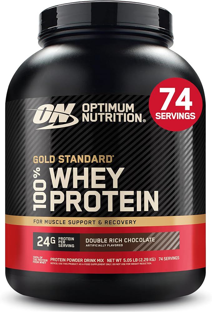 Optimum Nutrition Gold Standard 100% Whey Protein Powder, Double Rich Chocolate, 5 Pound (Packaging May Vary)