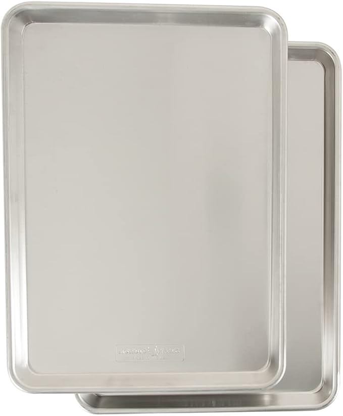 Nordic Ware Naturals Half Sheet - USA Made Aluminum Commercial Quality Sheet Pan for Baking or Roasting, Encapsulated Galvanized Steel Rim Prevents Warping, 2-Pack