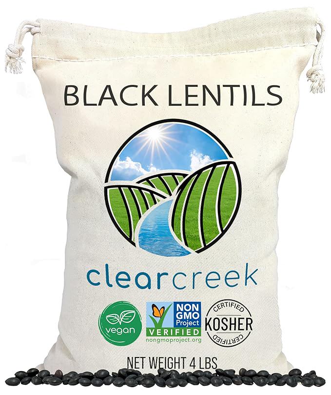 CLEAR CREEK Black Lentils | Caviar or Beluga Lentils | 4 lbs | Non-GMO | Kosher | Vegan | Non-Irradiated