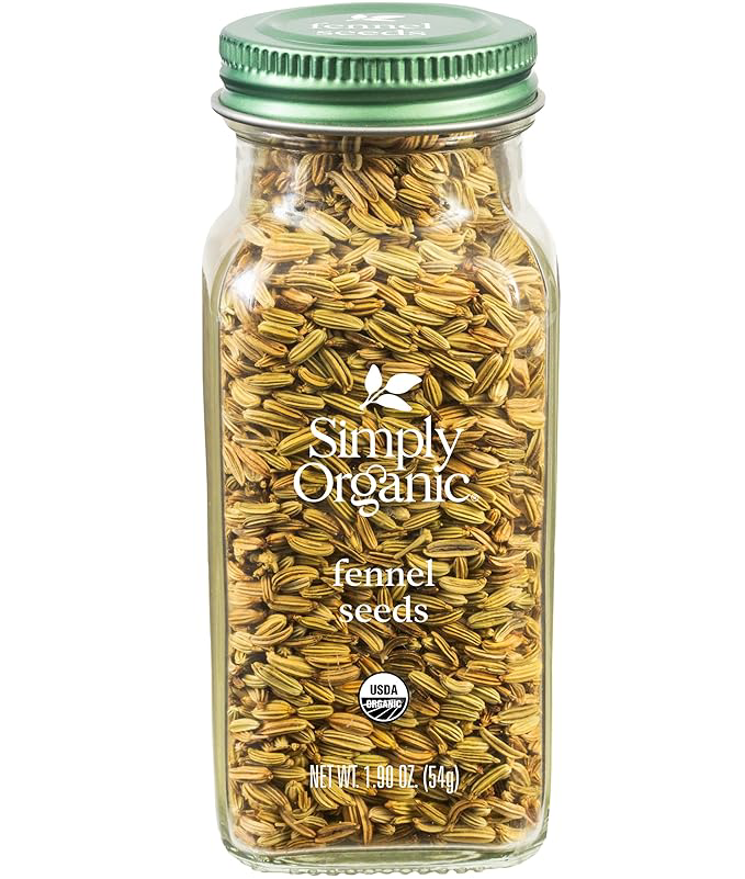 Simply Organic Whole Fennel Seed, 1,90 oz, Mild Sweet Flavor, Aromatic, Reminiscent of Licorice, Kosher
