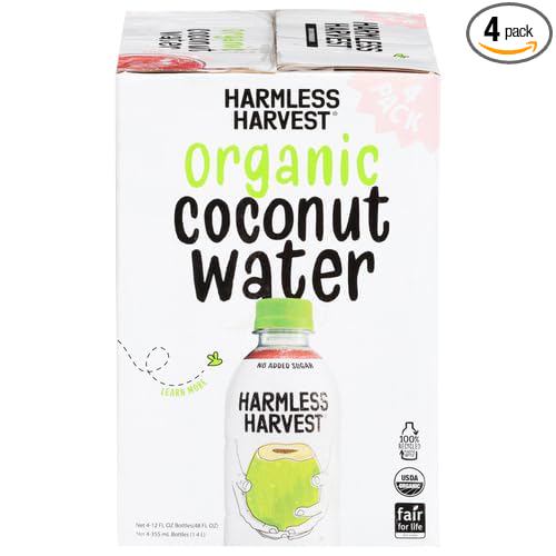 Harmless Harvest Organic Coconut Water, Original, 12 Fl Oz (Pack of 4)